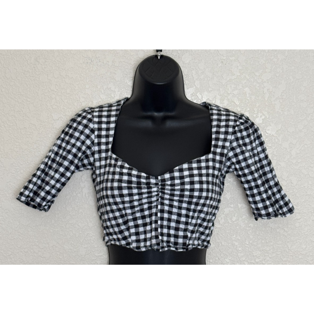 Vanessa Mooney Top Crop Check Sweetheart Boho Festival Edgy Dukes of Hazard, S